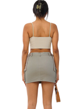 Load image into Gallery viewer, Olive Low Rise Cargo Mini Skirt
